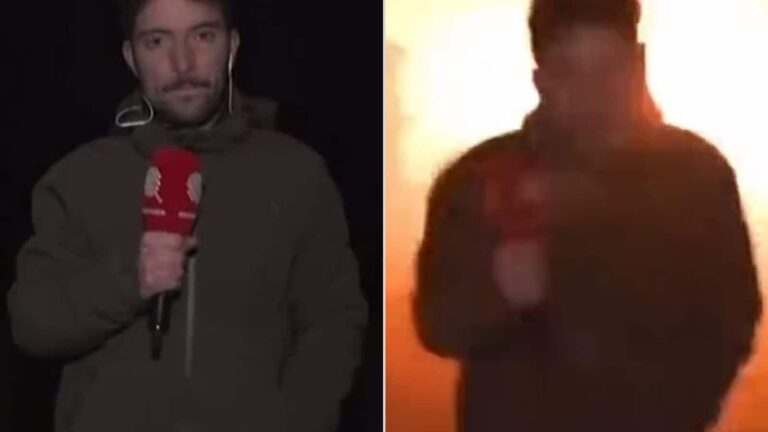 French Reporter Ducks for Cover as Russian Missile Strikes Behind Him in Ukraine