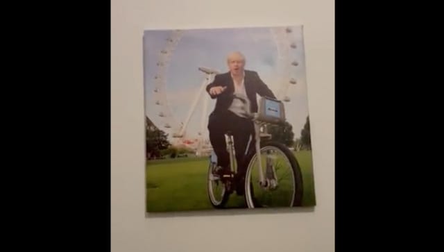 Viral video shows photos of Boris Johnson plastered on a Ukrainian hotel