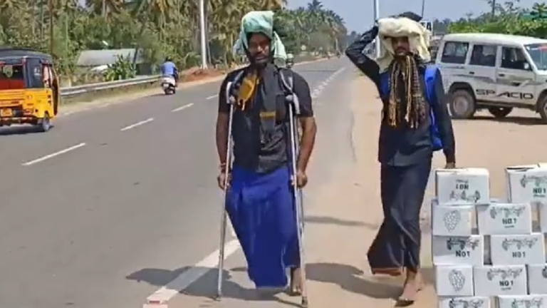 Differently-abled Man Walks for 130 km on One Leg to Reach Sabarimala Temple