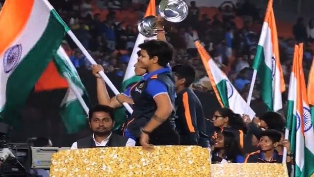 India U19 women team’s victory lap during IND vs NZ 3rd T20I at Ahmedabad